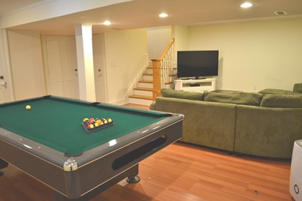 Oak Bluffs Martha's Vineyard vacation rental - Lower Level Recreation Area with Sectional Sofa & Billiard Table
