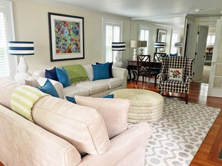 Oak Bluffs Martha's Vineyard vacation rental - LR #2! 48"TV, fireplace, work desk. Hallway  w/1/2 BA, MBR at end