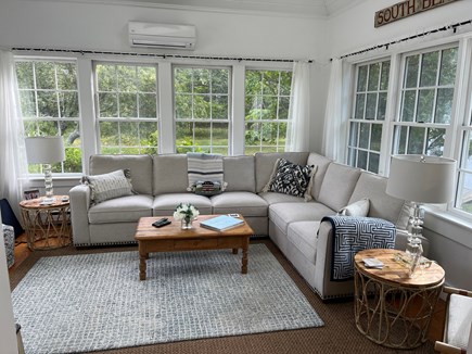 Edgartown Martha's Vineyard vacation rental - Bright sunroom with cathedral ceiling and flat screen TV.