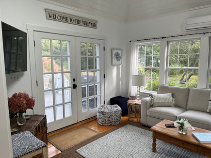 Edgartown Martha's Vineyard vacation rental - French Doors off sunroom to spacious deck w/ outdoor shower