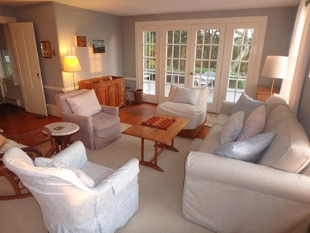 Chilmark Martha's Vineyard vacation rental - Beautiful living area with French doors leading to deck and pool