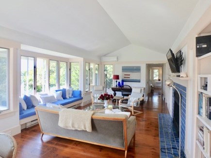 Chilmark Martha's Vineyard vacation rental - Beautiful Living Room with Fireplace and lots of natural light
