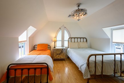 Oak Bluffs Martha's Vineyard vacation rental - Bedroom One, 1 Single Bed, 1 Queen Bed, Wall Flatscreen TV