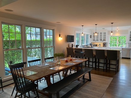 Downtown Edgartown Martha's Vineyard vacation rental - The dining area features a farmer's table for indoor meals.