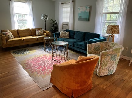 Oak Bluffs Martha's Vineyard vacation rental - Beach chic living room with seating for eight.