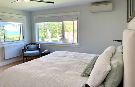 Edgartown, Ocean Heights Martha's Vineyard vacation rental - Primary bedroom. Wake up to the beautiful water view & smile.