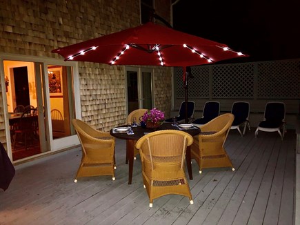 Oak Bluffs Martha's Vineyard vacation rental - Enjoy Your Evening On The Back Deck Lit Up Under Solar Umbrella
