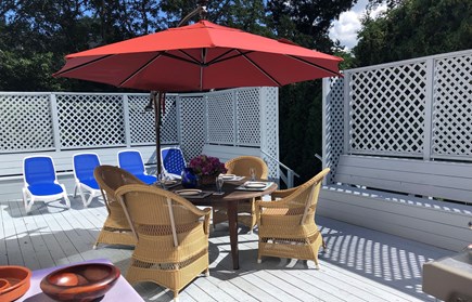 Oak Bluffs Martha's Vineyard vacation rental - Back Deck With Built-In Benches, Gas Grill And Lounge Chairs