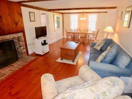 West Tisbury Martha's Vineyard vacation rental - Exposed beams add character to open living dining area