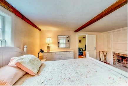 West Tisbury Martha's Vineyard vacation rental - Queen bedroom off the living and dining area with fireplace