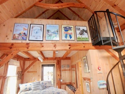 Edgartown Martha's Vineyard vacation rental - Looking up to loft with spiral staircase and Ag posters!