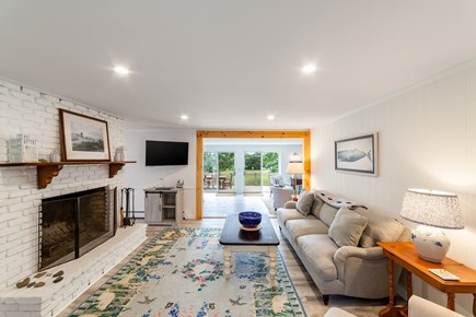 Katama-Edgartown Martha's Vineyard vacation rental - Living Room looking out toward the Sunroom and Lower Deck