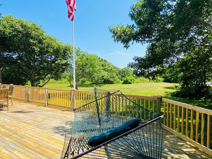Katama-Edgartown Martha's Vineyard vacation rental - Lower Deck with Hammock overlooking Lawn