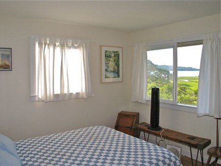 Chilmark Martha's Vineyard vacation rental - Master bedroom (#1) (queen) with view of marsh and Menemsha Pond