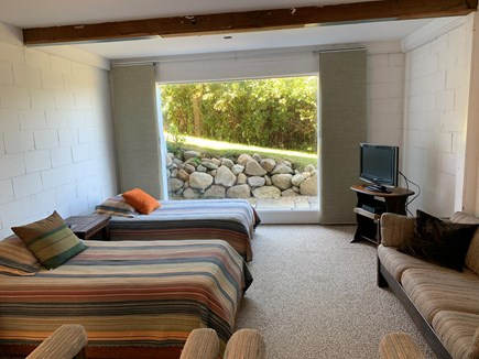 Chilmark Martha's Vineyard vacation rental - Lower level sitting area with 2 twin beds and large window