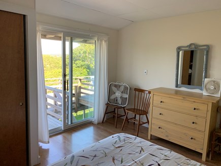 Chilmark Martha's Vineyard vacation rental - Bedroom #2 on main level w/ queen bed and sliders to deck & view