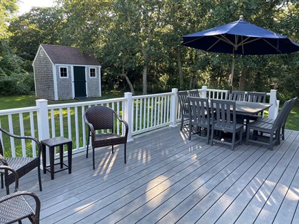 West Tisbury Martha's Vineyard vacation rental - Oversized deck and patio set with seating for 8