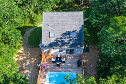 Edgartown Martha's Vineyard vacation rental - Birdseye view of the deck area in the back of the house.