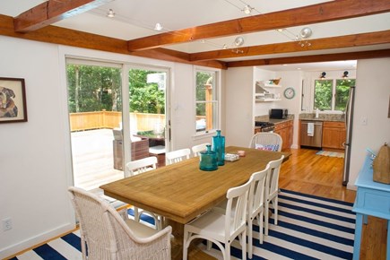 Edgartown Martha's Vineyard vacation rental - Dining room with a view out to the pool.