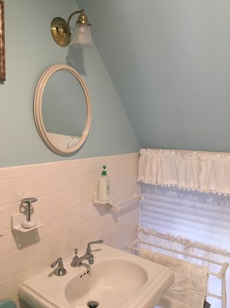 Oak Bluffs Martha's Vineyard vacation rental - Upstairs full bathroom with sink outside queen bedroom