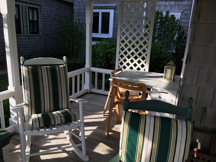 Oak Bluffs Martha's Vineyard vacation rental - Porch alcove with small dining table and chairs