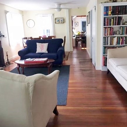 Vineyard Haven Martha's Vineyard vacation rental - Cozy living room with books, parlor games and large TV.