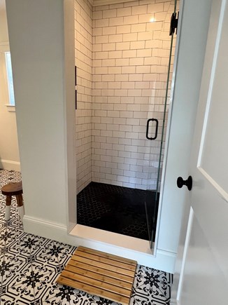 Vineyard Haven Martha's Vineyard vacation rental - Primary bedroom walk in shower with custom tile