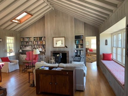 Chilmark Martha's Vineyard vacation rental - Living room with cathedral ceilings and views of Menemsha