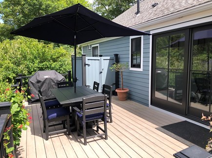 Vineyard Haven Martha's Vineyard vacation rental - The large back deck features seating for 6 and a propane grill.