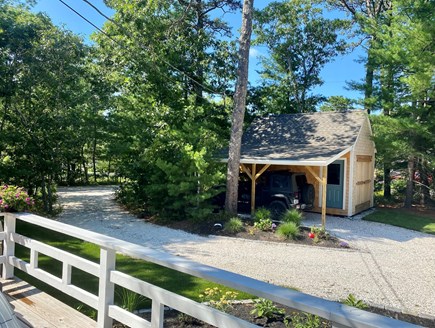 Oak Bluffs Martha's Vineyard vacation rental - Semi-circle driveway with shed w/carport.