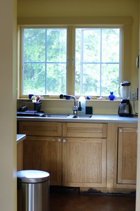 Music Street, West Tisbury Martha's Vineyard vacation rental - Kitchen with new induction range and dishwasher, pantry.