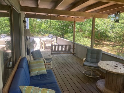 Oak Bluffs, East Chop Martha's Vineyard vacation rental - Deck sitting area, gas grill and outdoor shower at end of deck.