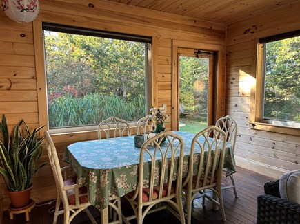 Edgartown, Dodgers Hole Association Martha's Vineyard vacation rental - Dining table on back porch