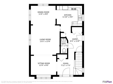 Oak Bluffs Martha's Vineyard vacation rental - 1st Level Floor Plan, Dining/Living, Kitchen, Laundry, Foyer