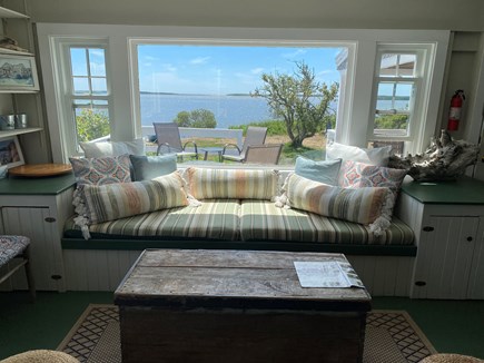 Chilmark, The Camp // Gadget Martha's Vineyard vacation rental - Built in window seating nook. Perfect for reading and games!