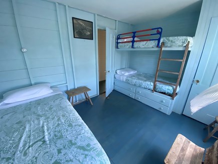Chilmark, The Camp // Gadget Martha's Vineyard vacation rental - Center room with built in bunk and additional twin bed