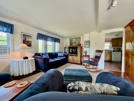 Aquinnah Martha's Vineyard vacation rental - Living room with window A/C flows into kitchen