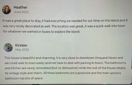 VIneyard Haven  Martha's Vineyard vacation rental - Here is what our guests are saying....