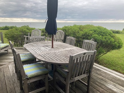 Chappaquiddick Martha's Vineyard vacation rental - Dining area on the deck with the never ending water views.