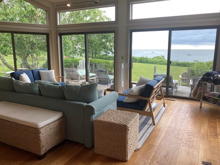 Chappaquiddick Martha's Vineyard vacation rental - The spacious living room with direct access to wrap around deck.