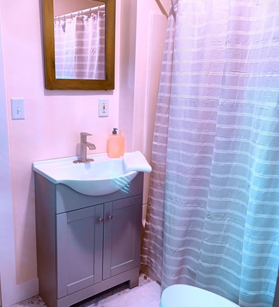 Vineyard Haven, Lake Tashmoo Martha's Vineyard vacation rental - Updated bathroom with tub and shower between Queen and Twin rooms