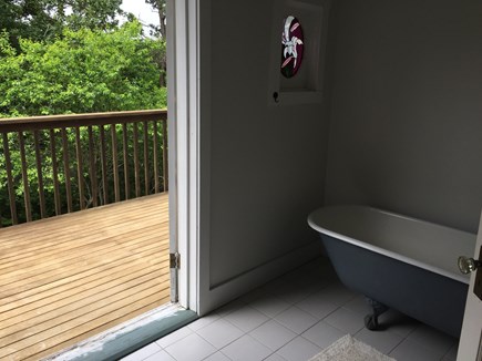 Edgartown, Katama Martha's Vineyard vacation rental - Master bath upstairs with sliders to deck