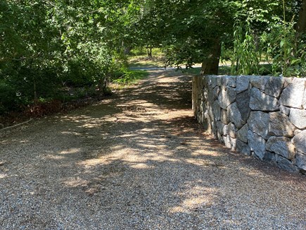 Oak Bluffs Martha's Vineyard vacation rental - Circular driveway with tree shade and view of perennial gardens