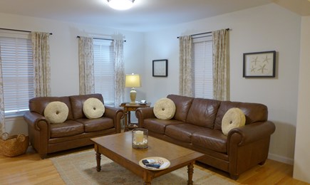Edgartown Martha's Vineyard vacation rental - Attractive living room with comfy leather furniture.