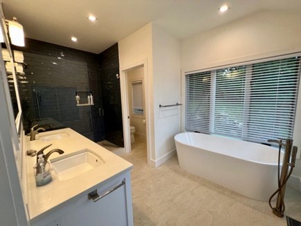 Aquinnah Martha's Vineyard vacation rental - Soaking tub and shower off the queen bedroom