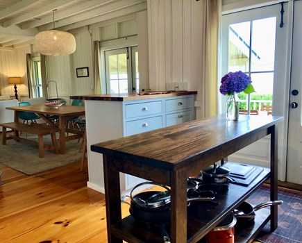Oak Bluffs Martha's Vineyard vacation rental - Kitchen/dining area. French doors open to deck facing ocean.