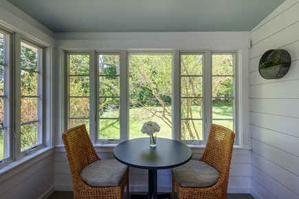 West Tisbury Martha's Vineyard vacation rental - Breakfast nook on interior front porch