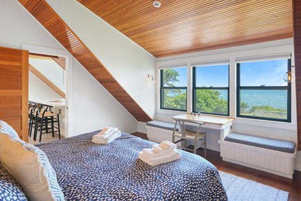 Oak Bluffs, Waterfront Home on Nantucket S Martha's Vineyard vacation rental - Primary bedroom with newly renovated en suite bath and waterviews