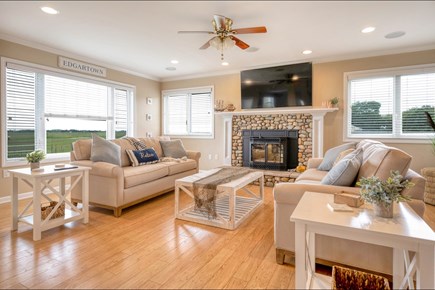 Katama-Edgartown Martha's Vineyard vacation rental - Living Room with Fireplace