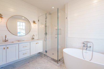 Edgartown Martha's Vineyard vacation rental - Primary Bath with soaking tub and glass walk-in shower